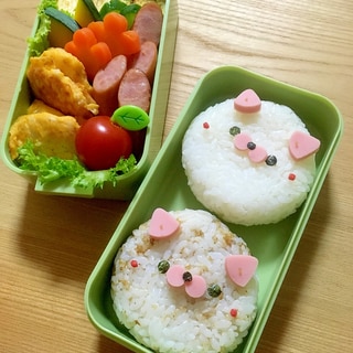 簡単キャラ弁☆ギョニソDEワンコのデコおにぎり♪